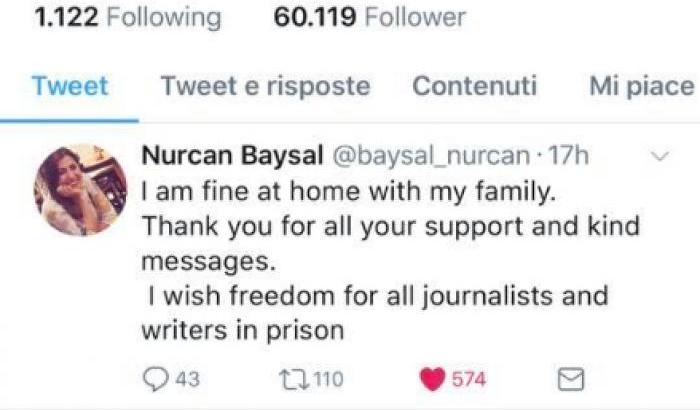 Nurcan Baysal è stata liberata